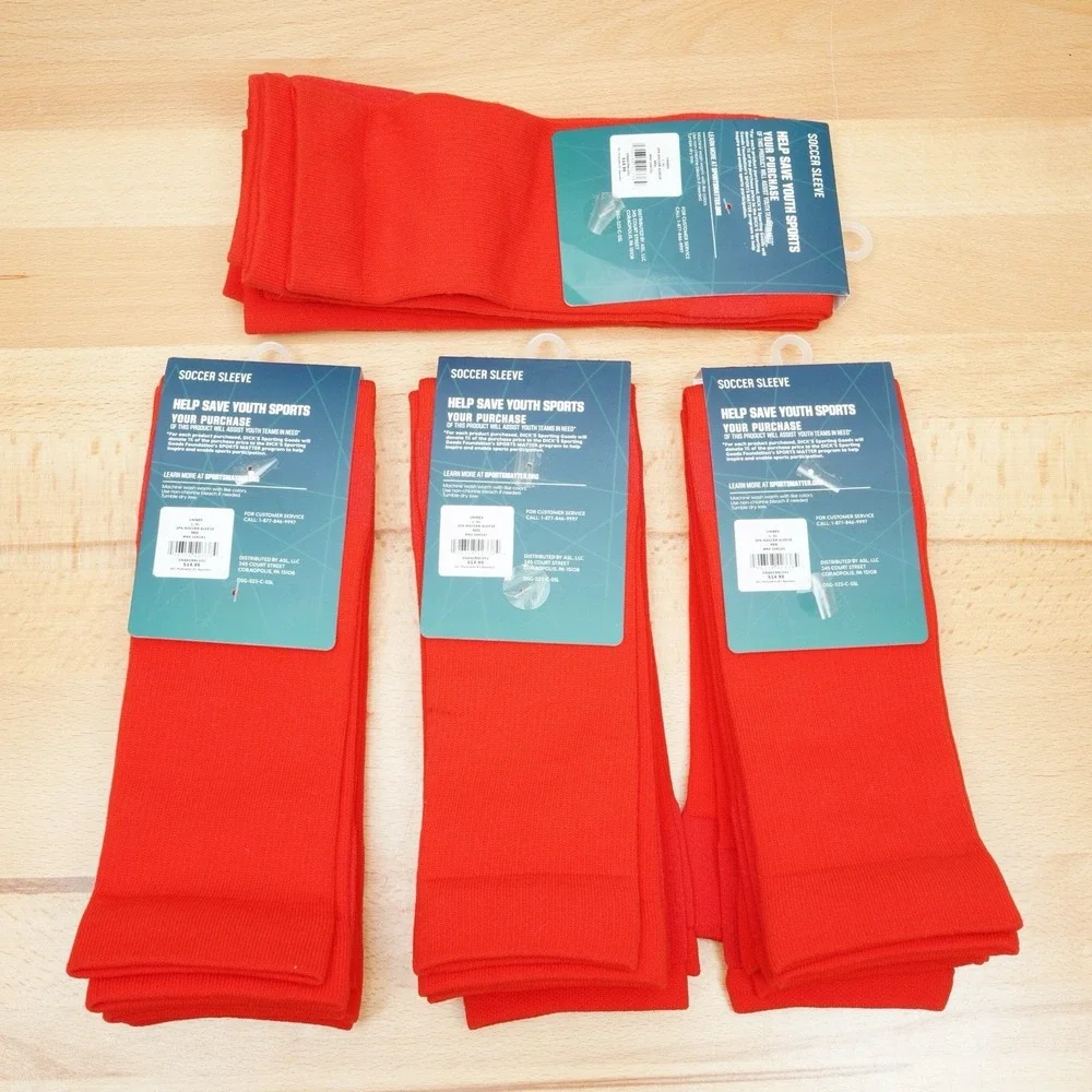 DSG Soccer Sleeve L/XL Red 4 Pack 8 Sleeves Total Performance Sports Unisex